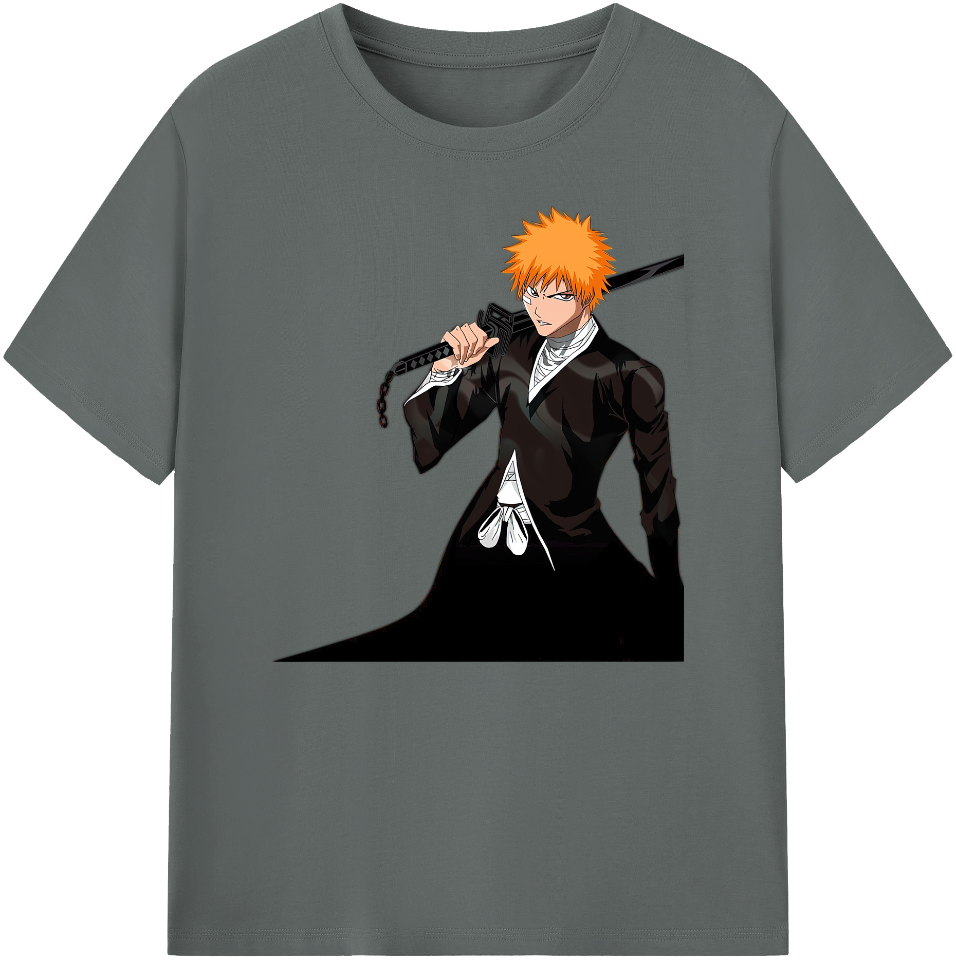 （画像用） ブリーチ 黒崎一護（くろさき いちご）BLEACH Kurosaki Ichigo 綿100％ メンズ半袖Tシャツ｜肌触りやわらか＆通気性